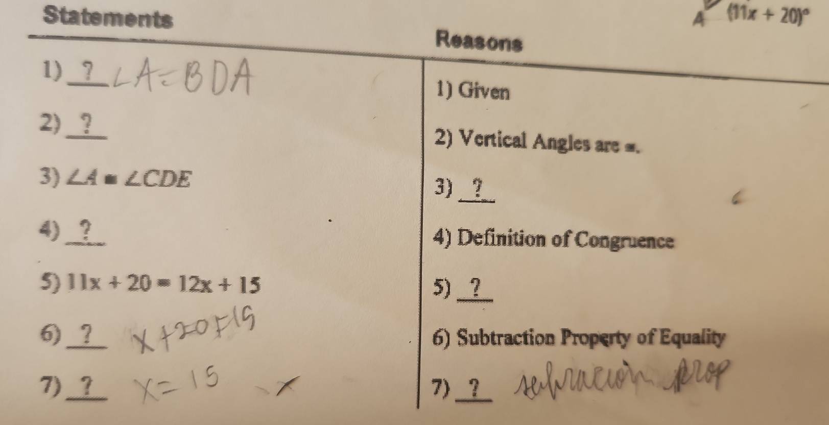 A (11x+20)^circ 
Statements