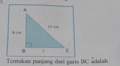 Tentukan panjang dari garis BC adalah