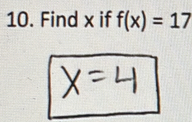 Find x if f(x)=17