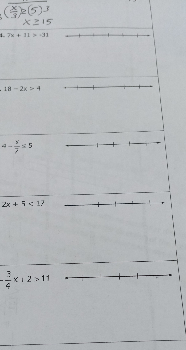 4- x/7 ≤ 5