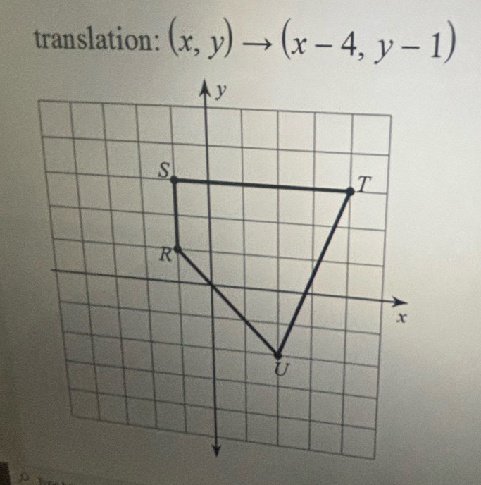 translation: (x,y)to (x-4,y-1)