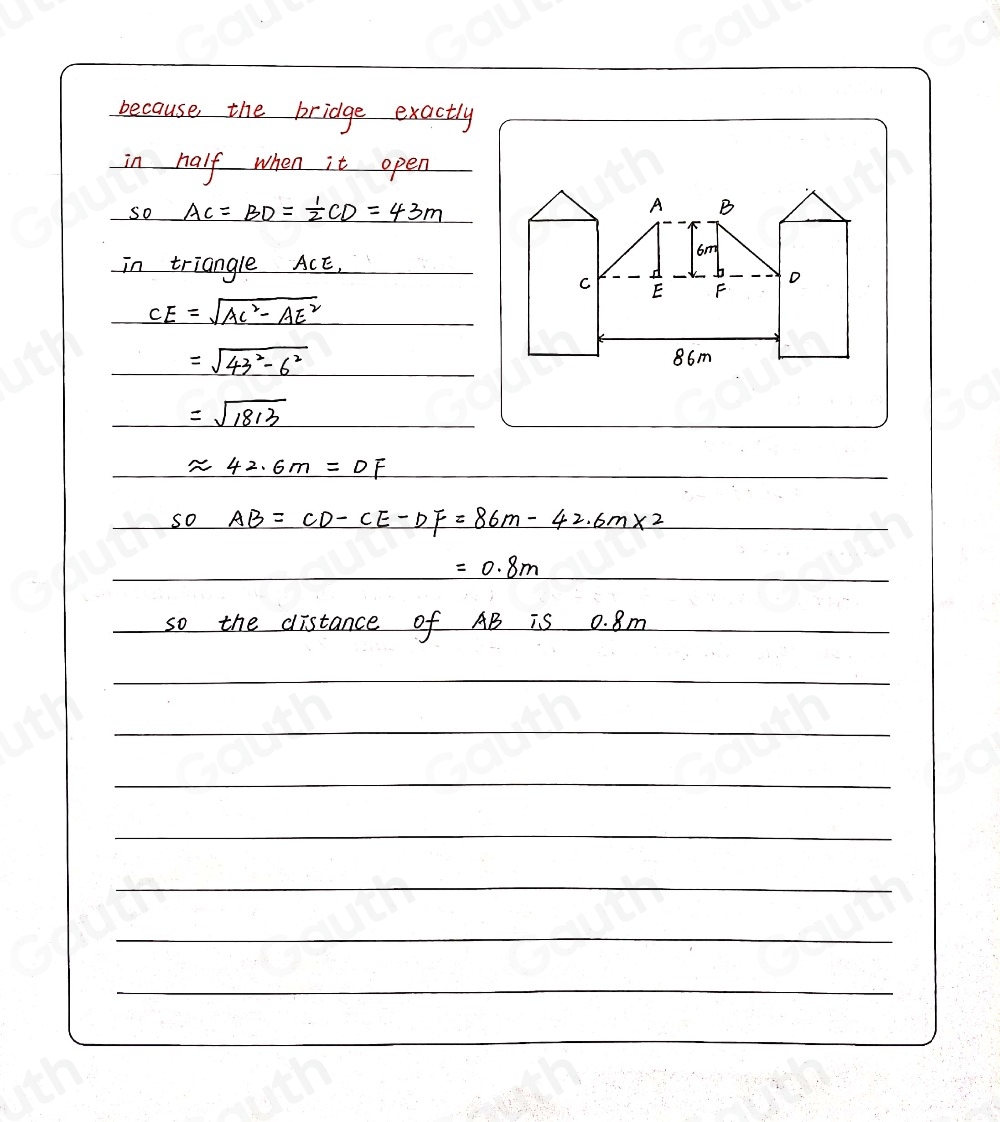 Solved: The diagram shows a bridge that can be lifte to allow ships to ...