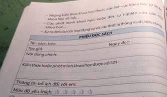 Nhawa kiến thức khoa học thuộc các lĩnh vực khoa học tự nha 
khoo học xã hội 
Các phát minh khoa học: cuộc đời, sự nghiệp của các my 
ông minh, hữu d