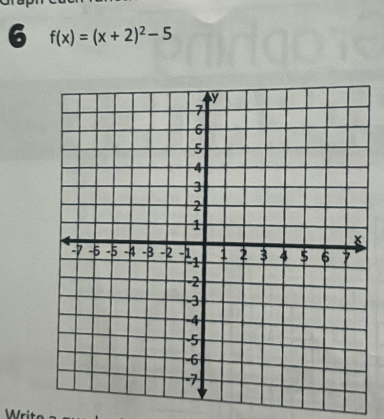 6 f(x)=(x+2)^2-5
Writ