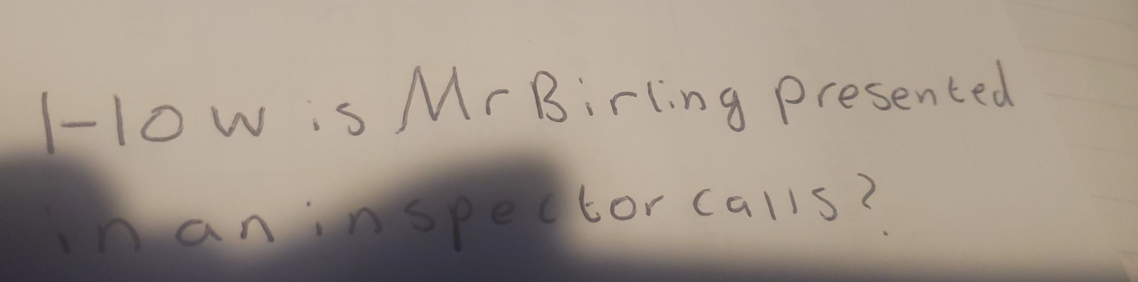 1-10 wis Mr Birling presented 
naninspector calls?