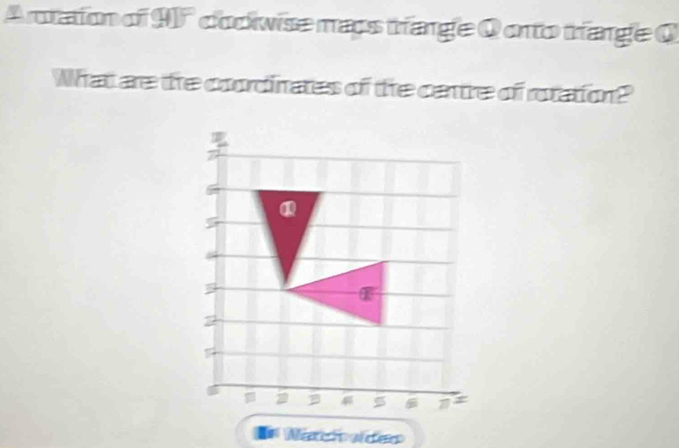 Aotation of 97 cocwise mays tríarge 0 orto tríarge 0 
What are the coorcinates of the catre of rotation? 
== Narcivoder