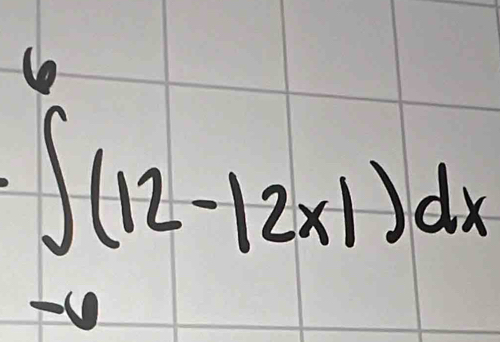 ∈tlimits _-6(12-beginvmatrix 2xendvmatrix )dx