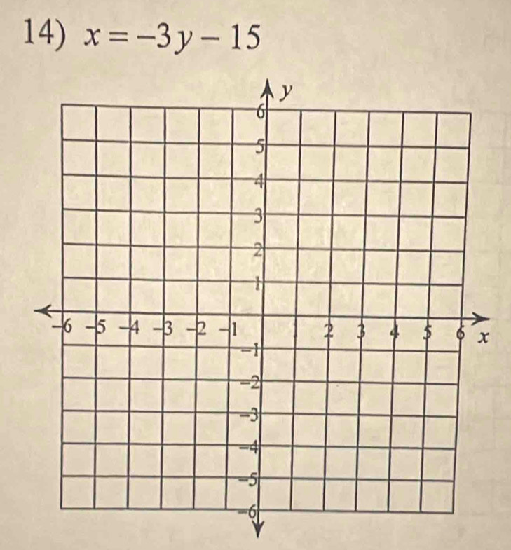 x=-3y-15