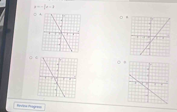 y=- 3/2 x-2

D 


Review Progress