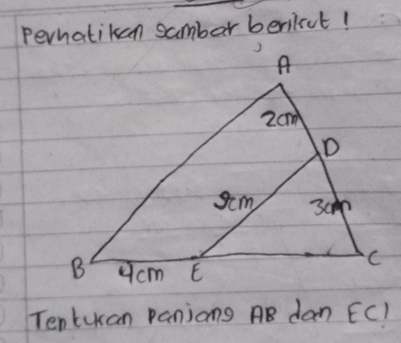 pernatikan sambar berilut! 
Tentuan Panjong AB dan EC!