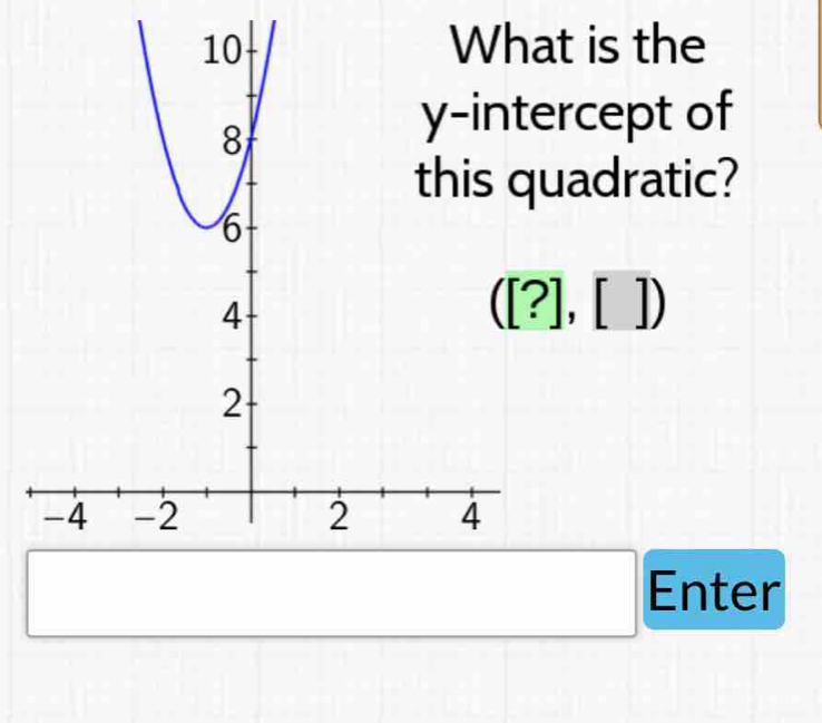 is the 
rcept of 
adratic?
([?],[])
□ Enter