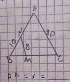 AB=x= 1