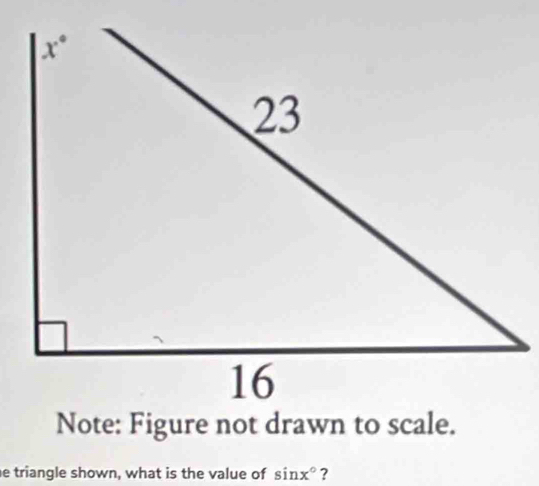 triangle shown, what is the value of sin x° ?