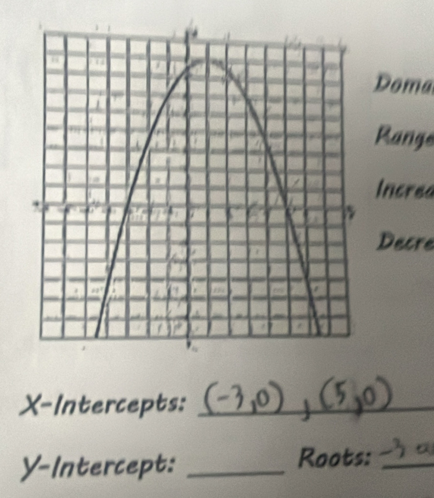 Doma
Range
Incred
Decre
X-Intercepts:_
Y-Intercept:_
Roots:_