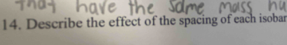 Describe the effect of the spacing of each isobar