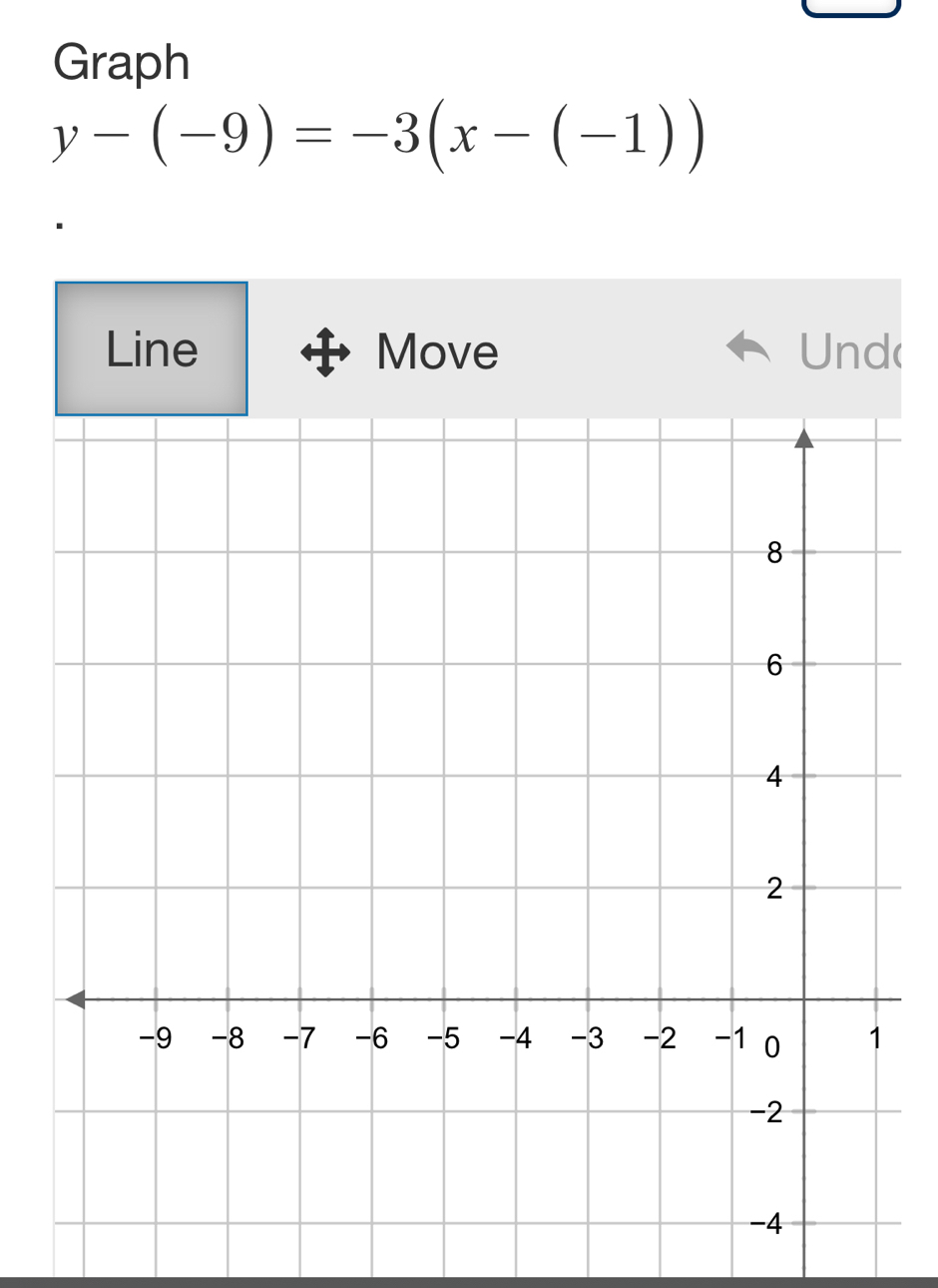 Graph
y-(-9)=-3(x-(-1))
Line Move Und(