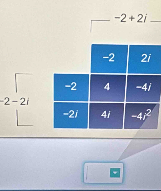 -2+2i
-2 2i
-2 4 -4i
-2-2i
-2i 4i -4i^2
v