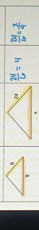  b/x = 9/12  h= 9/h2 