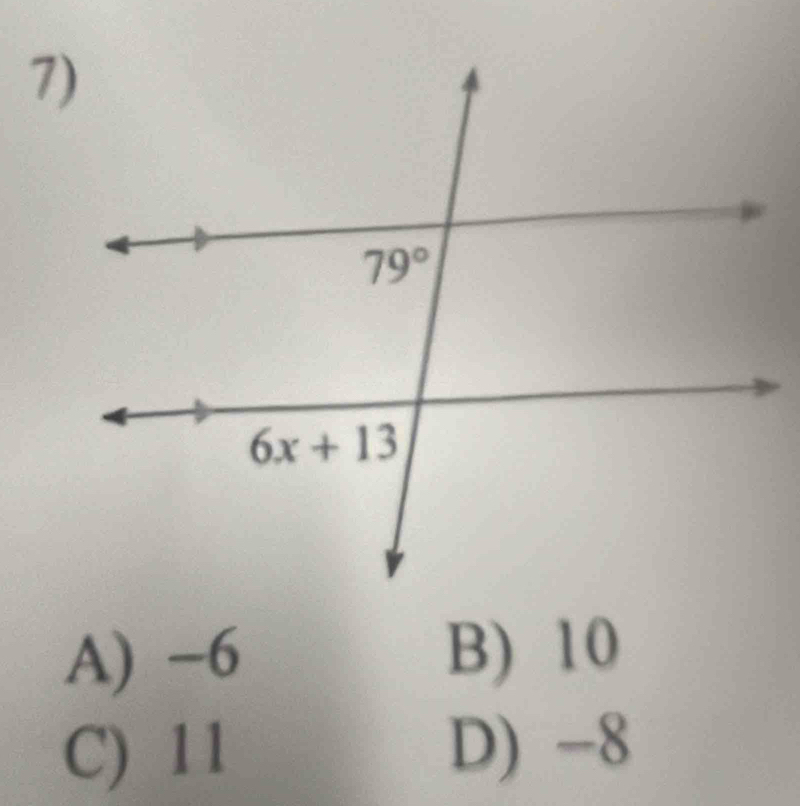 A) −6 B) 10
C) 11 D) -8