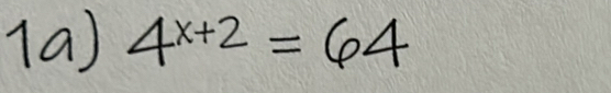 4^(x+2)=64