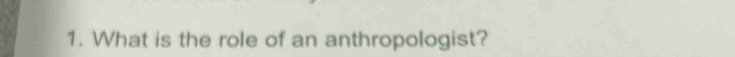 What is the role of an anthropologist?