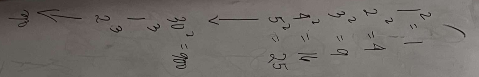 1^2=1
2^2=4
3^2=9
4^2=16
5^2=25
V
30^2=900
3
11,-4,-1)
? 
9o