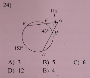 A) 3 B) 5 C) 6
D) 12 E) 4