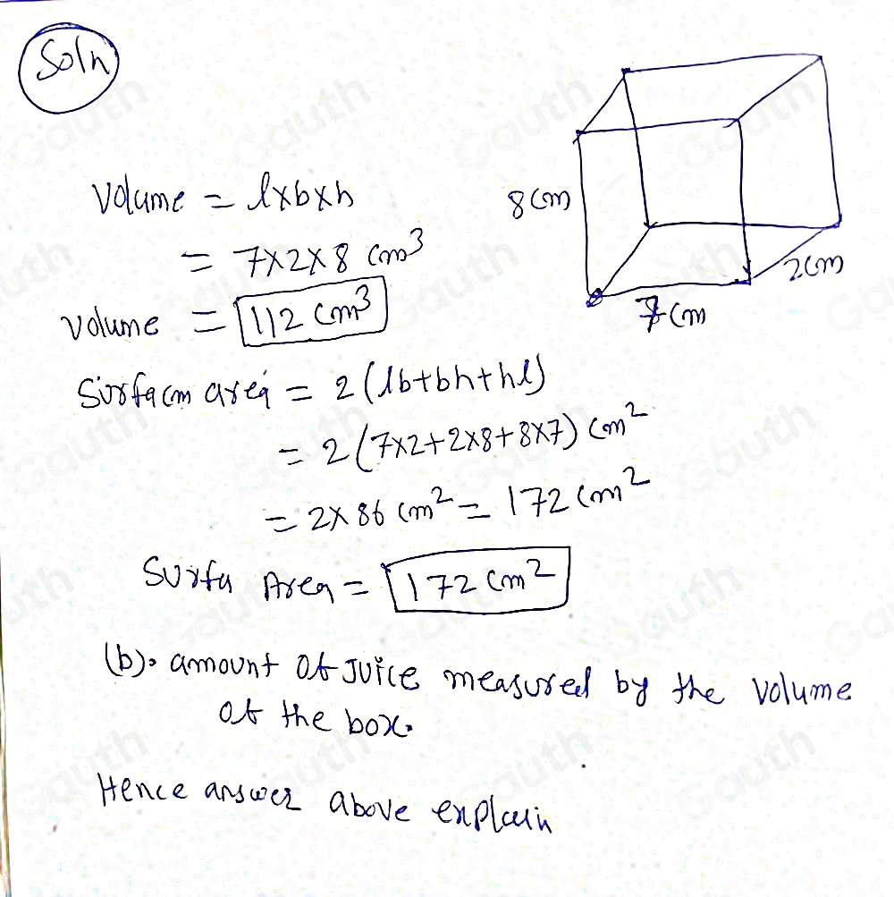 Solved: The figure below shows a juice box in the shape of a ...