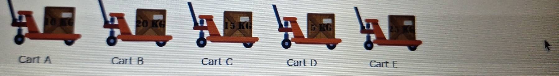 20
5KG
Cart A Cart B Cart C Cart D Cart E