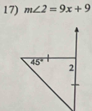 m∠ 2=9x+9