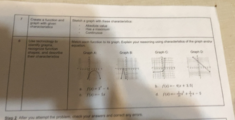 Solved: Create a function and Sketch a graph with these characteristics ...