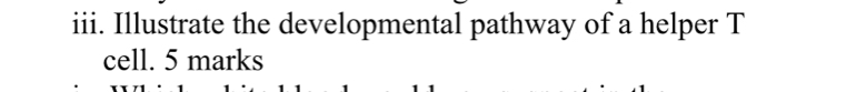 Illustrate the developmental pathway of a helper T 
cell. 5 marks