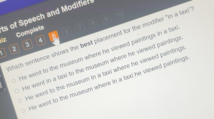 Solved: ts of Speech and Modifiers 9 8 7 iz Which sentence shows the ...