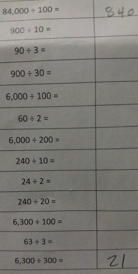 84,000/ 100=
6,300/ 300=