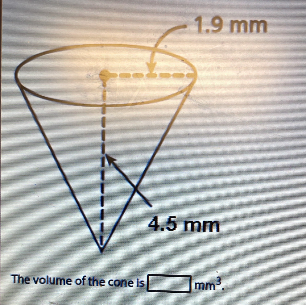 The volume of the cone is □ mm^3.