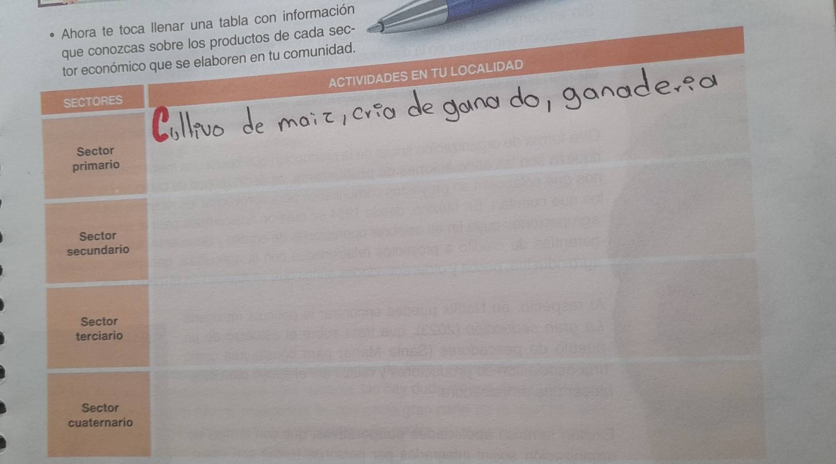 Ahora te toca llenar una tabla con información 
ctos de cada sec-