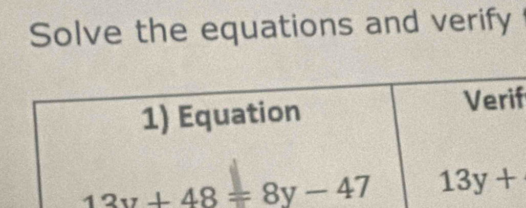 Solve the equations and verify
f