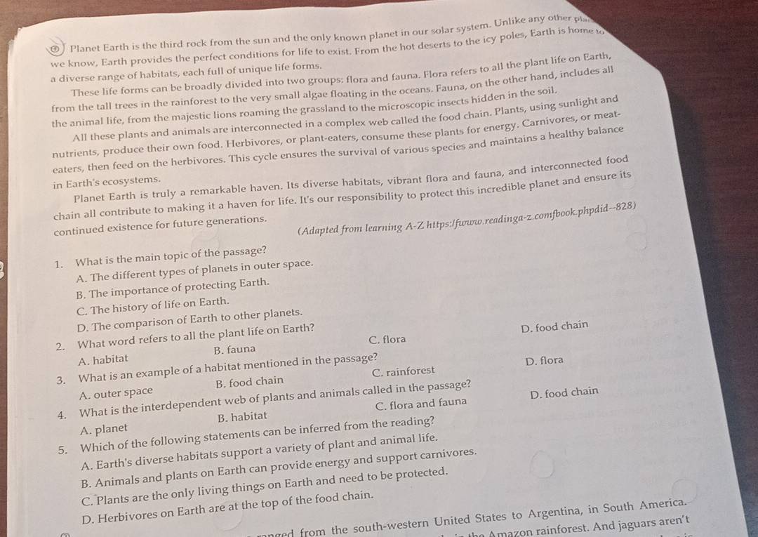 Giải quyết:⑨「 Planet Earth is the third rock from the sun and the only ...