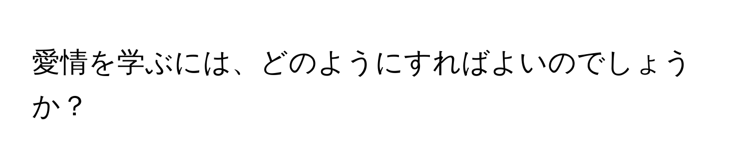 愛情を学ぶには、どのようにすればよいのでしょうか？