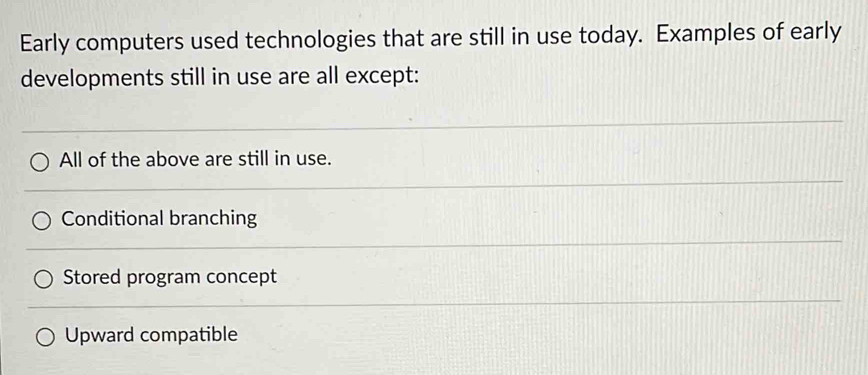 Solved: Early computers used technologies that are still in use today ...