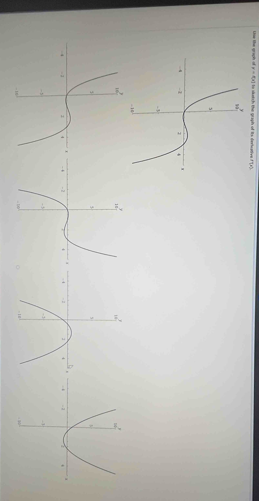 Use the graph of y=f(x) to sketch the graph of its derivative f'(x).