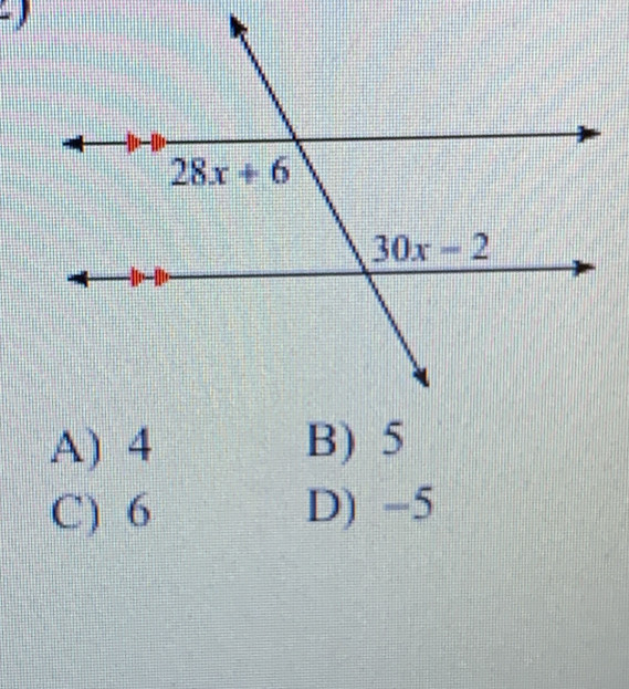 A) 4 B) 5
C) 6 D) -5