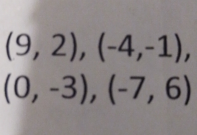 (9,2), (-4,-1),
(0,-3), (-7,6)