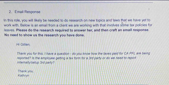 Solved: Email Response In this role, you will likely be needed to do ...