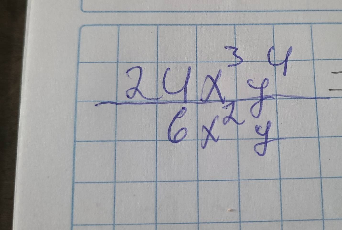  24x^3y^4/6x^2y =