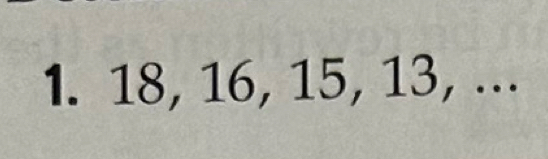 18, 16, 15, 13, ...