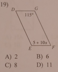 A) 2 B) 6
C) 8 D) 11