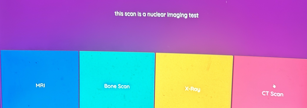 Solved: this scan is a nuclear imaging test MRI Bone Scan X-Ray CT Scan ...