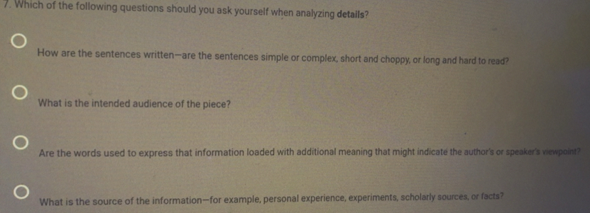 Solved: Which of the following questions should you ask yourself when ...