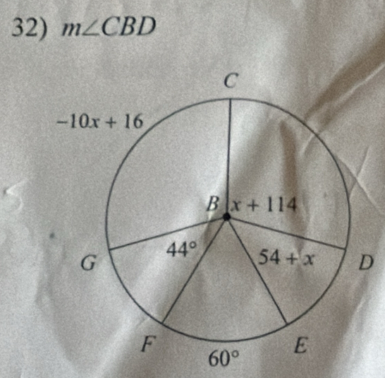 m∠ CBD
D